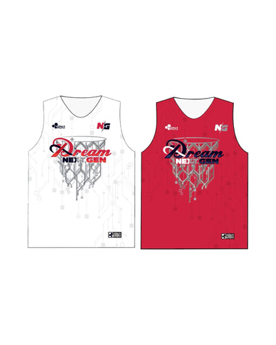 DREAM NEXT GEN "REVERSIBLE" BASKETBALL JERSEY (WHITE/RED)