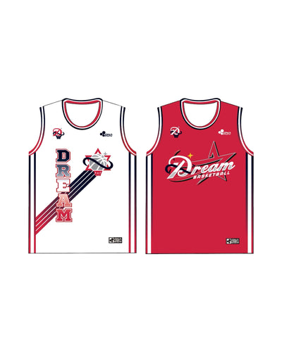 DREAM BASKETBALL "REVERSIBLE" BASKETBALL JERSEY (WHITE/RED)