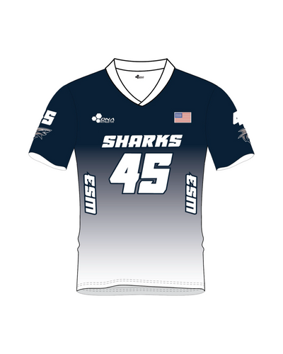 ESM SHARKS FOOTBALL GAME DAY REPLICA JERSEY TEE (NAVY)