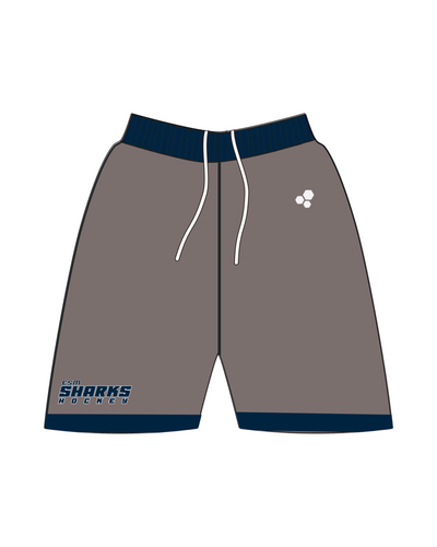 ESM SHARKS HOCKEY TEXT CASUAL SHORTS WITH POCKETS (2 COLORS)