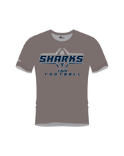 ESM SHARKS FOOTBALL BALL ICON OUTLINE POLYESTER PERFORMANCE TEE (2 COLOR)