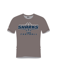 ESM SHARKS FOOTBALL BALL ICON OUTLINE POLYESTER PERFORMANCE TEE (2 COLOR)