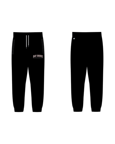 BAY SHORE CURVE TEXT JOGGERS PANT WITH CUFF BOTTOMS (BLACK)