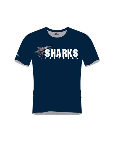 SHARKS LOGO POLYESTER PERFORMANCE TEE (NAVY)