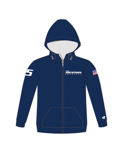 TEAM SMITHTOWN LOGO FULL ZIP PERFORMANCE HOODIE (NAVY)