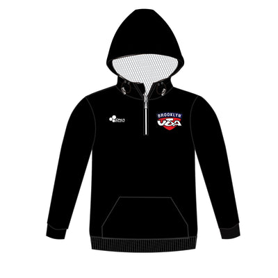BROOKLYN USA TRACK 1/4 ZIP HOODIE (BLACK)